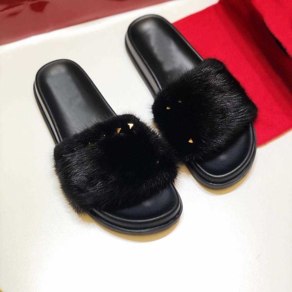 classic 2021 women rivet slippers genuine leather mink fur flat bottom slipper sandals fashion woman solid color casual flats slides, Black
classic 2021 women rivet slippers genuine leather mink fur flat bottom slipper sandals fashion woman solid color casual flats slides, Black