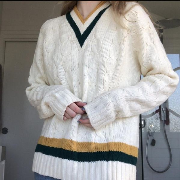 women's sweaters autumn winter women casual preppy female retro long sleeve knitwear ladies temperament stripe v-neck knitted sweater l, White;black
women's sweaters autumn winter women casual preppy female retro long sleeve knitwear ladies temperament stripe v-neck knitted sweater l, White;black