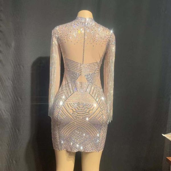women transparent silver rhinestones dress mesh see through one-piece crystals fringes dress birthday celebrate costume, Black;red
women transparent silver rhinestones dress mesh see through one-piece crystals fringes dress birthday celebrate costume, Black;red