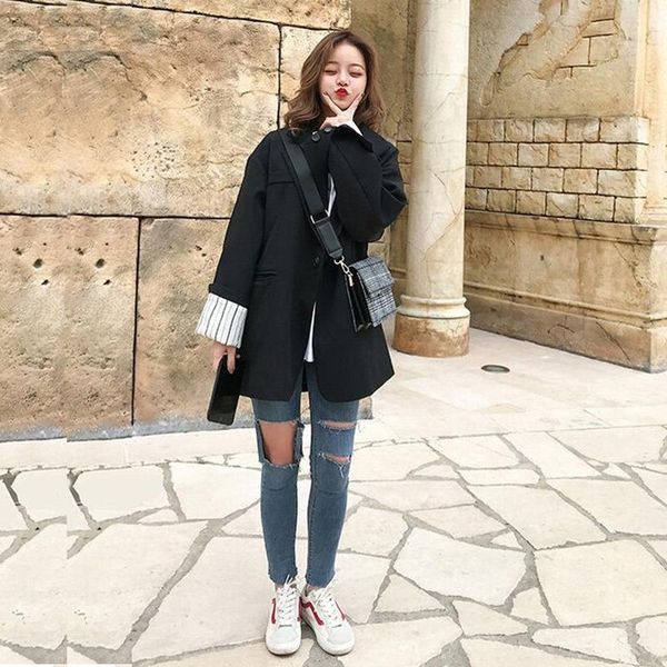 suit jacket female xl-5xl plus size 2021 spring autumn new korean loose lapel long sleeve casual temperament splicing coat 8f, Black;brown
suit jacket female xl-5xl plus size 2021 spring autumn new korean loose lapel long sleeve casual temperament splicing coat 8f, Black;brown