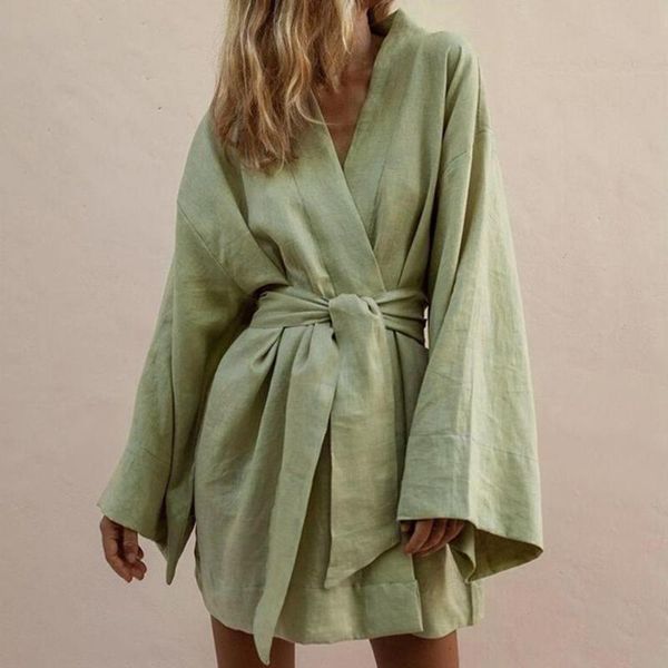 casual dresses 2021 lace up robe dress long sleeve women v neck solid color mini streetwear lace-up waist with wide big swing, Black;gray
casual dresses 2021 lace up robe dress long sleeve women v neck solid color mini streetwear lace-up waist with wide big swing, Black;gray