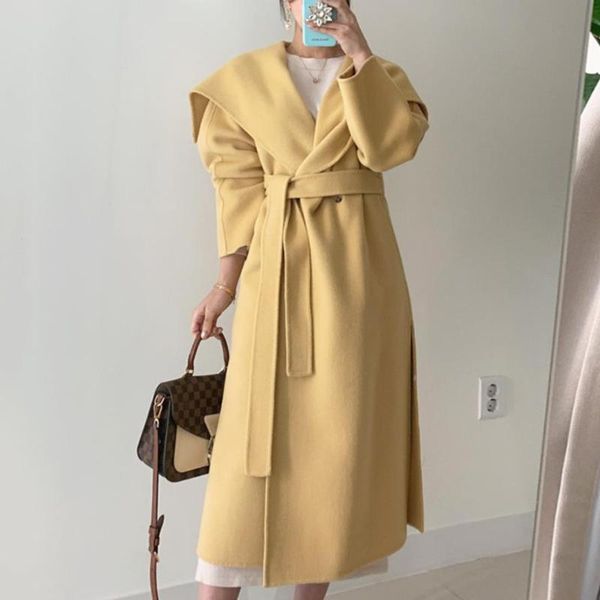women's wool & blends women big lapel mid-long woolen coat arrival autumn and winter sashes outerwear, Black
women's wool & blends women big lapel mid-long woolen coat arrival autumn and winter sashes outerwear, Black