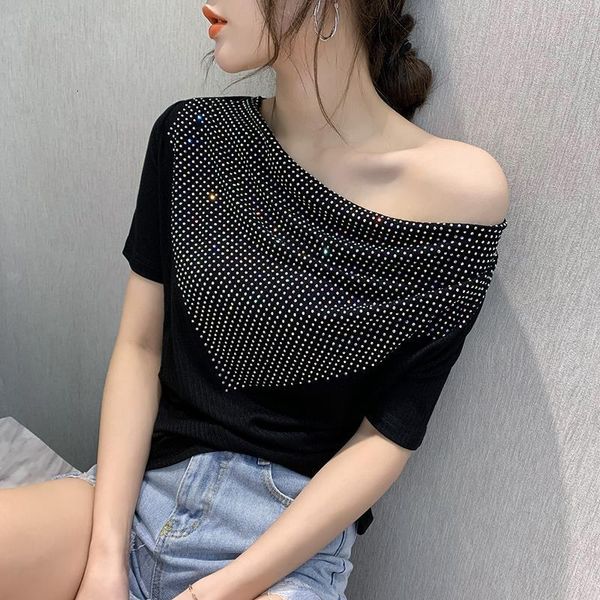 summer korean clothes t-shirt fashion shiny diamonds off shoulder women ropa mujer shirt short sleeve tees 2021 new t04902, White
summer korean clothes t-shirt fashion shiny diamonds off shoulder women ropa mujer shirt short sleeve tees 2021 new t04902, White