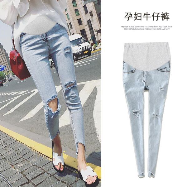 maternity bottoms 966# summer thin light blue ripped hole stretch denim skinny jeans pencil pants clothes for pregnant women pregnancy, White
maternity bottoms 966# summer thin light blue ripped hole stretch denim skinny jeans pencil pants clothes for pregnant women pregnancy, White