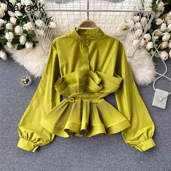 blouse women spring autumn high street solid ruffles stand full shirts slim fashion harajuku wild blouses 210531, White
blouse women spring autumn high street solid ruffles stand full shirts slim fashion harajuku wild blouses 210531, White
