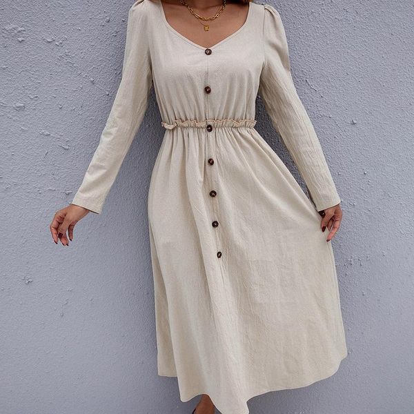casual dresses autumn winter solid long dress women 2021 button full sleeve ladies edible tree slim waist, Black;gray
casual dresses autumn winter solid long dress women 2021 button full sleeve ladies edible tree slim waist, Black;gray