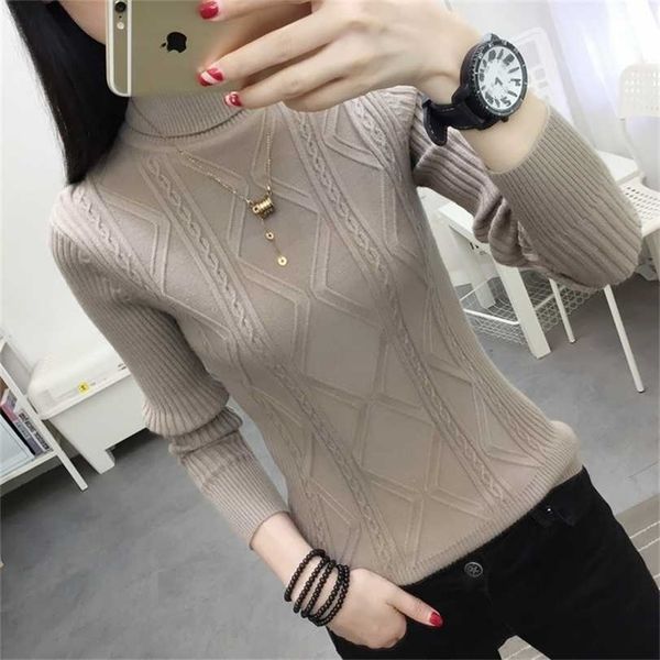 high necked sweater for women's autumn and winter slim fit versatile short pullover sweater women 211217, White;black
high necked sweater for women's autumn and winter slim fit versatile short pullover sweater women 211217, White;black