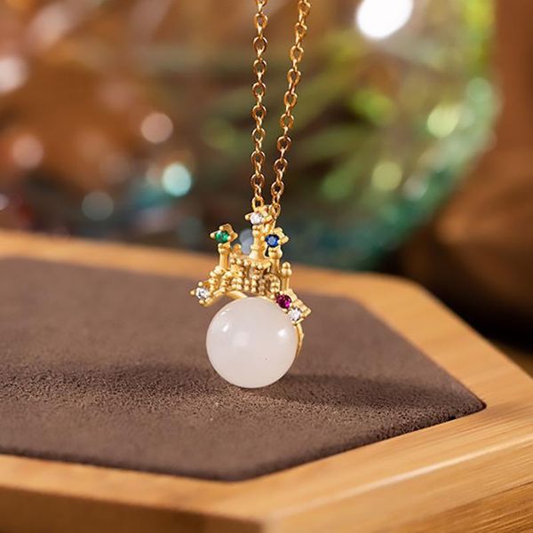 chains natural hetian white jade round bead color necklace pendant fresh classic charm ladies jewelry wedding accessories, Silver
chains natural hetian white jade round bead color necklace pendant fresh classic charm ladies jewelry wedding accessories, Silver