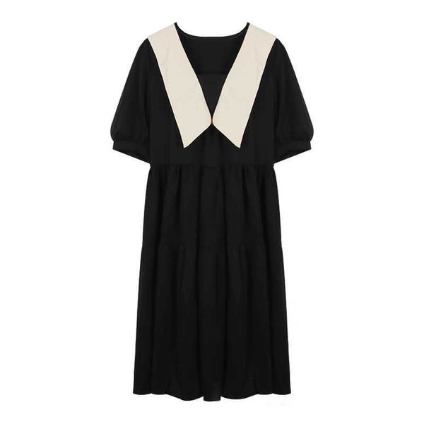 temperament retro big lapel contrast color dress women pleated swing summer korean chic slim waist vestidos mujer korean doll 210610, Black;gray
temperament retro big lapel contrast color dress women pleated swing summer korean chic slim waist vestidos mujer korean doll 210610, Black;gray