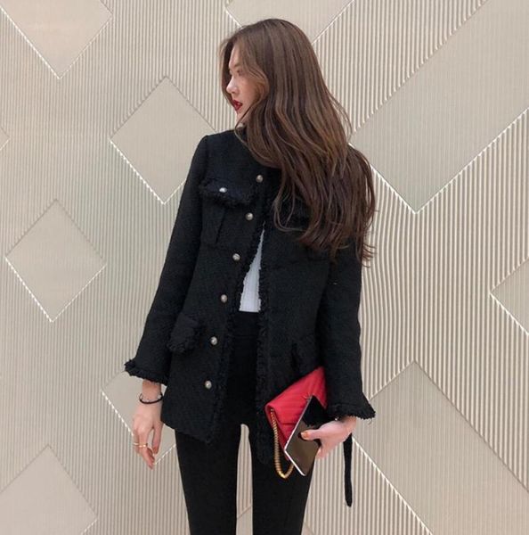 women's wool & blends spring autumn fashion long sleeve single breasted slim tweed coat women elegant ol work jacket outwear s731, Black
women's wool & blends spring autumn fashion long sleeve single breasted slim tweed coat women elegant ol work jacket outwear s731, Black