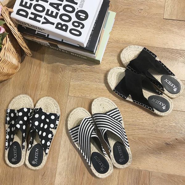 slippers polka dot open toe shallow cloth women stripe slides student outside cross band flats flip flops beach canvas, Black
slippers polka dot open toe shallow cloth women stripe slides student outside cross band flats flip flops beach canvas, Black