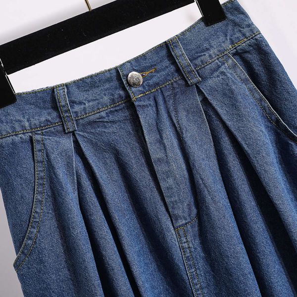 hip hop 2021 denim summer large new fashion dress medium women's length fat sister high waist a-line skirt k, Blue
hip hop 2021 denim summer large new fashion dress medium women's length fat sister high waist a-line skirt k, Blue