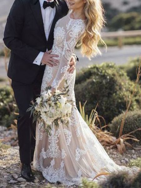 2021 new mermaid appliques long sleeves boho wedding es elegant champagne lace bridal party vestidos de mariage w51t, White
2021 new mermaid appliques long sleeves boho wedding es elegant champagne lace bridal party vestidos de mariage w51t, White