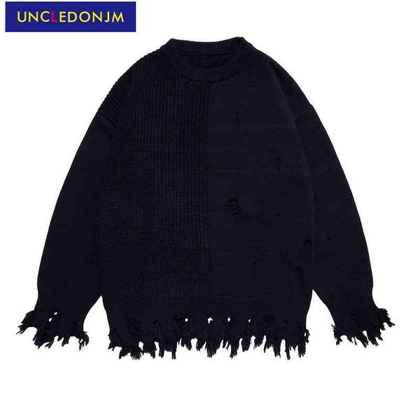 uncledonjm korean fashion dign ripped harajuku vintage knitted sweater winter high street loose men pulover, Black
uncledonjm korean fashion dign ripped harajuku vintage knitted sweater winter high street loose men pulover, Black