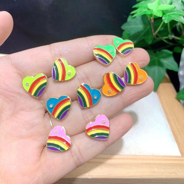 5pairs, charm sweet style rainbow stud earrings for women minimalist boho fashion love heart pink yellow enamel earring, Golden
5pairs, charm sweet style rainbow stud earrings for women minimalist boho fashion love heart pink yellow enamel earring, Golden