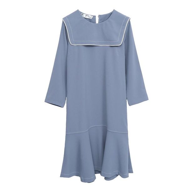 casual dresses korean preppy style chiffon loose full sleeve sailor collar ruffles plus size xl-4xl women dress 2021 spring selling, Black;gray
casual dresses korean preppy style chiffon loose full sleeve sailor collar ruffles plus size xl-4xl women dress 2021 spring selling, Black;gray