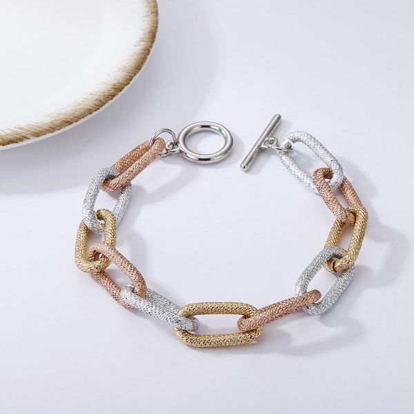 link, chain fashion bracelet hip hop retro matte frosted mixed color creative multicolor twist jewelry, Black
link, chain fashion bracelet hip hop retro matte frosted mixed color creative multicolor twist jewelry, Black