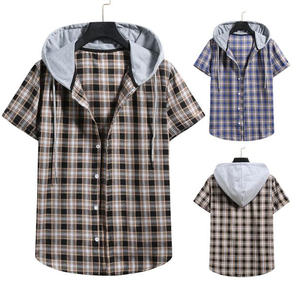men's t-shirts streetwear hip hop patchwork plaid shirts for men summer short sleeve mens oversize hooded shirt tracksuit chemise homme, White;black
men's t-shirts streetwear hip hop patchwork plaid shirts for men summer short sleeve mens oversize hooded shirt tracksuit chemise homme, White;black