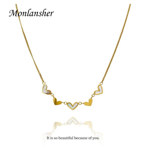 chains monlansher white shell heart link pendant necklace gold color titanium steel chain for women trendy necklaces jewelry, Silver
chains monlansher white shell heart link pendant necklace gold color titanium steel chain for women trendy necklaces jewelry, Silver