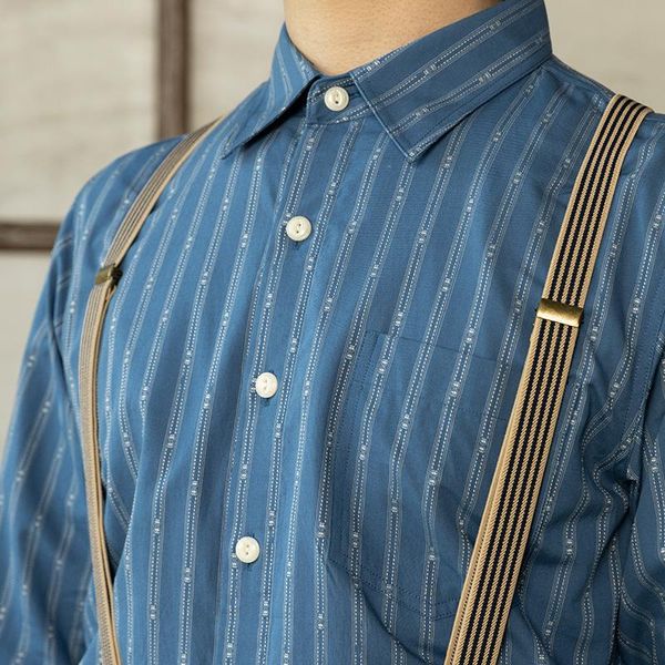 men's casual shirts 1930s stripes retro jacquard men cotton long sleeve workwear, White;black
men's casual shirts 1930s stripes retro jacquard men cotton long sleeve workwear, White;black