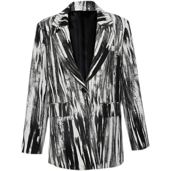 women's suits & blazers cold wind women jackets coat autumn 2021 black and white graffiti v-neck loose long sleeves design sense senior, White;black
women's suits & blazers cold wind women jackets coat autumn 2021 black and white graffiti v-neck loose long sleeves design sense senior, White;black