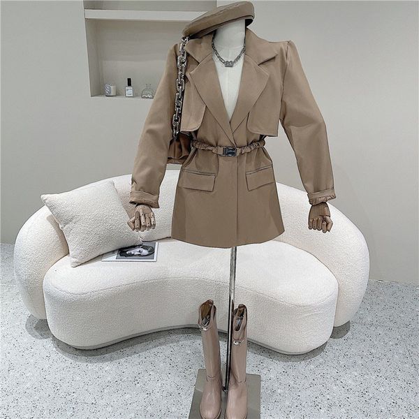 spring summer elastic women's fashions the waist like jacket loose coat suit eg3a, White;black
spring summer elastic women's fashions the waist like jacket loose coat suit eg3a, White;black