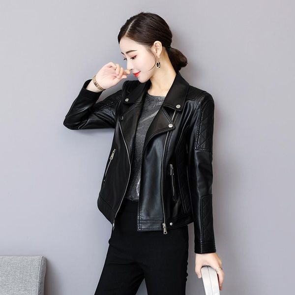 women's leather & faux kmetram jacket korean streetwear bomber women clothes 2021 pu coat plus size chaqueta mujer y3137, Black
women's leather & faux kmetram jacket korean streetwear bomber women clothes 2021 pu coat plus size chaqueta mujer y3137, Black