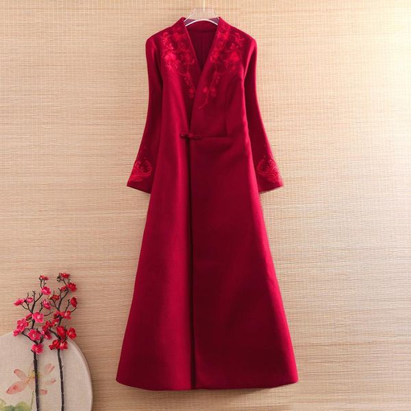 ethnic clothing chinese style wool coat hanfu autumn winter embroidery retro elegant slim long trench women s-xxl, Red
ethnic clothing chinese style wool coat hanfu autumn winter embroidery retro elegant slim long trench women s-xxl, Red