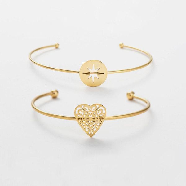 bangle simple stainless steel metal gold bangles for women thin circle with round star heart open cuff bracelets femme jewelry, Black
bangle simple stainless steel metal gold bangles for women thin circle with round star heart open cuff bracelets femme jewelry, Black