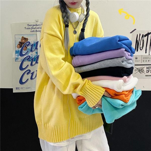 solid loose casual pullover hipster o-neck long sleeve knitted sweaters for women clothing autumn winter new korean ladies, White;black
solid loose casual pullover hipster o-neck long sleeve knitted sweaters for women clothing autumn winter new korean ladies, White;black