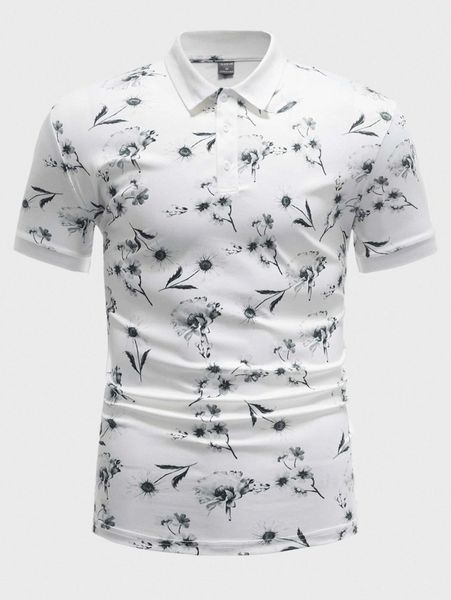 men floral print polo shirt p3ti#, White;black
men floral print polo shirt p3ti#, White;black