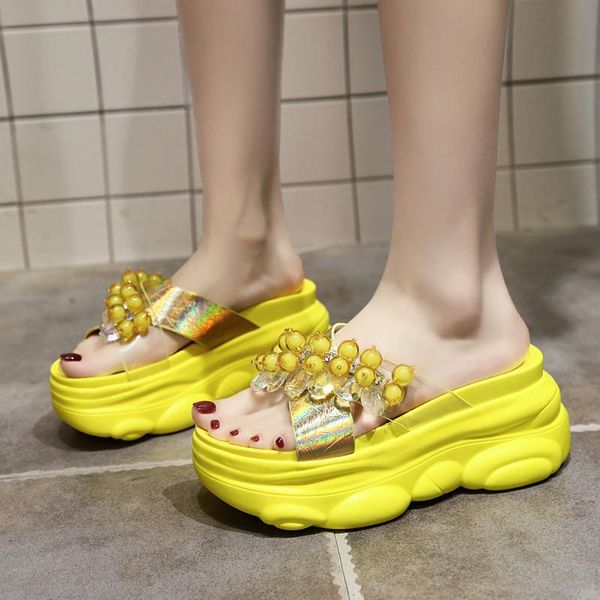 slippers 9cm/3.5 inch height summer chunky wedge girl slides fashion beaded open toed soft comfortable women's platform sandals, Black
slippers 9cm/3.5 inch height summer chunky wedge girl slides fashion beaded open toed soft comfortable women's platform sandals, Black
