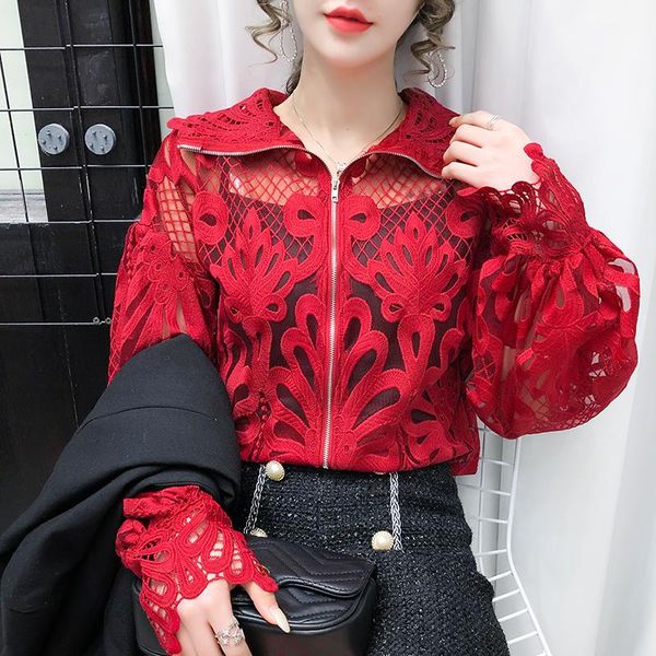 women's blouses & shirts 2021 spring summer perspective hollow out blouse women lace zipper cardigan lantern sleeve short shirt vintage, White
women's blouses & shirts 2021 spring summer perspective hollow out blouse women lace zipper cardigan lantern sleeve short shirt vintage, White