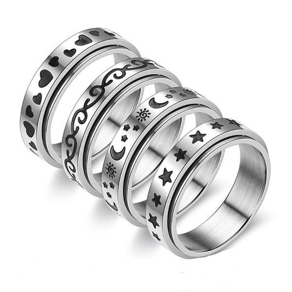 cluster rings dckazz fashion moon stars heart glossy women men punk jewelry stainless steel rotatable ring party accessories arrival, Golden;silver
cluster rings dckazz fashion moon stars heart glossy women men punk jewelry stainless steel rotatable ring party accessories arrival, Golden;silver
