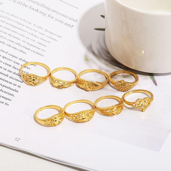 design jewelry vietnam shajin new 18k ring imitation gold no opening does not fade 8 mixed sets, Silver
design jewelry vietnam shajin new 18k ring imitation gold no opening does not fade 8 mixed sets, Silver