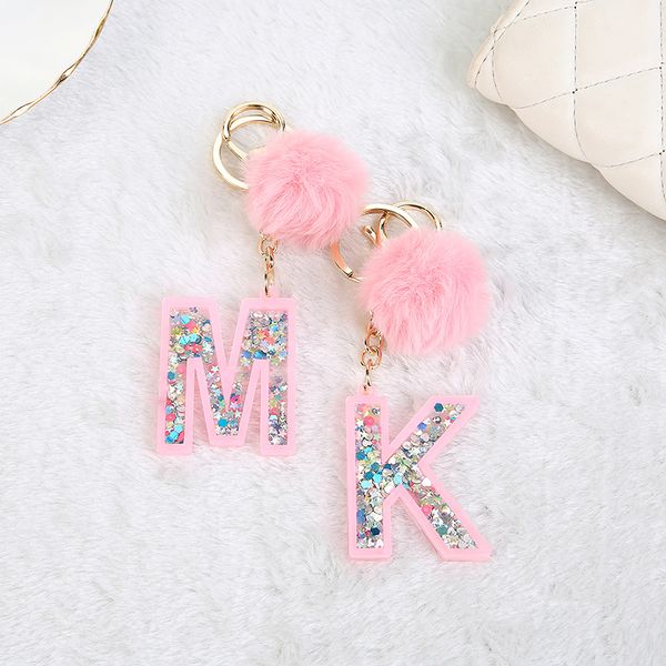 women keychains 26 glitter hollowed-out words handbag english letter keyring with puffer ball charms, Silver
women keychains 26 glitter hollowed-out words handbag english letter keyring with puffer ball charms, Silver