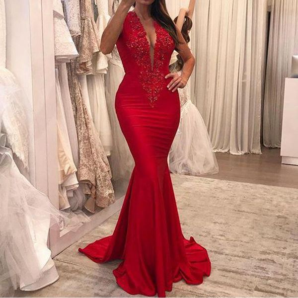 party dresses 2021 red deep v neck prom beaded appliques mermaid sleeveless formal occasion evening gowns custom made zipper back, White;black
party dresses 2021 red deep v neck prom beaded appliques mermaid sleeveless formal occasion evening gowns custom made zipper back, White;black