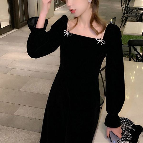 black goth spring elegant retro party midi female high street hepburn style sweet korean women 2021 new 4rc5, Black;gray
black goth spring elegant retro party midi female high street hepburn style sweet korean women 2021 new 4rc5, Black;gray