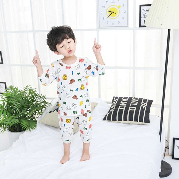 happy pig 2020 summer new children's pajamas suit men's and women's cotton breathable quarter sleeve pants home clothes, Blue;red
happy pig 2020 summer new children's pajamas suit men's and women's cotton breathable quarter sleeve pants home clothes, Blue;red