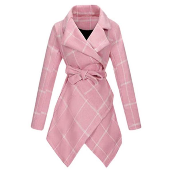 women's wool & blends plaid printed winter coat women irregular hem trench turn down collar outerwear clothing slim jackets female, Black
women's wool & blends plaid printed winter coat women irregular hem trench turn down collar outerwear clothing slim jackets female, Black