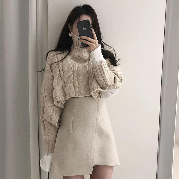 work dresses two /three piece set women korean autumn winter solid color casual loose v/hight neck knitted sweater high waist skirt suit, White;black
work dresses two /three piece set women korean autumn winter solid color casual loose v/hight neck knitted sweater high waist skirt suit, White;black