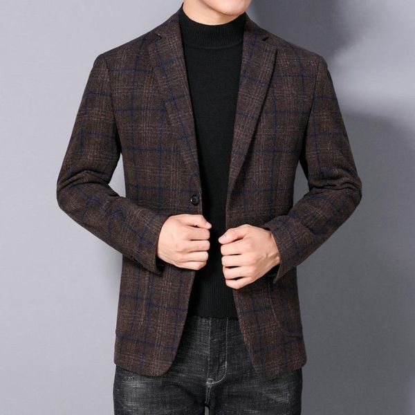 men's suits & blazers autumn winter men plaid woolen blazer navy blue coffee gray notched collar wool blend suit jackets checked patter, White;black
men's suits & blazers autumn winter men plaid woolen blazer navy blue coffee gray notched collar wool blend suit jackets checked patter, White;black