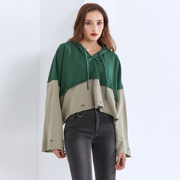 Patchwork Sweatshirt For Women Hooded Collar Long Sleeve Hit Color Loose Pullovers Sweatshirts Female 2021 New Tide, Black
Patchwork Sweatshirt For Women Hooded Collar Long Sleeve Hit Color Loose Pullovers Sweatshirts Female 2021 New Tide, Black