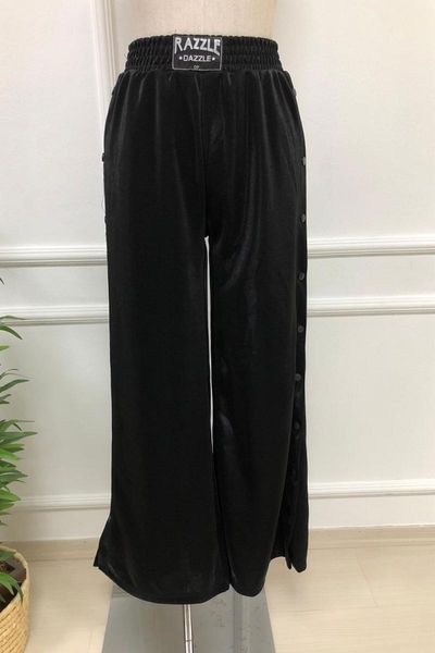 women's pants & capris flare sides button, Black;white
women's pants & capris flare sides button, Black;white