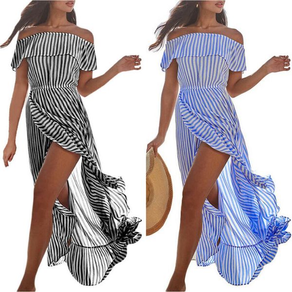 maxi dresses womens off shoulder summer dress striped irregular split holiday long dress x0521, Black;gray
maxi dresses womens off shoulder summer dress striped irregular split holiday long dress x0521, Black;gray