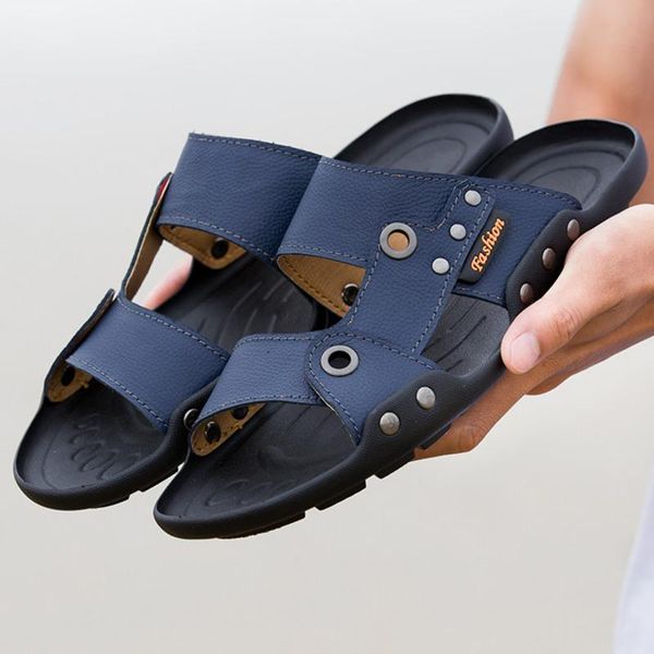 slippers genuine leather men casual summer shoes beach outside slipper indoor home flat size 38-44 non-slip slides, Black
slippers genuine leather men casual summer shoes beach outside slipper indoor home flat size 38-44 non-slip slides, Black