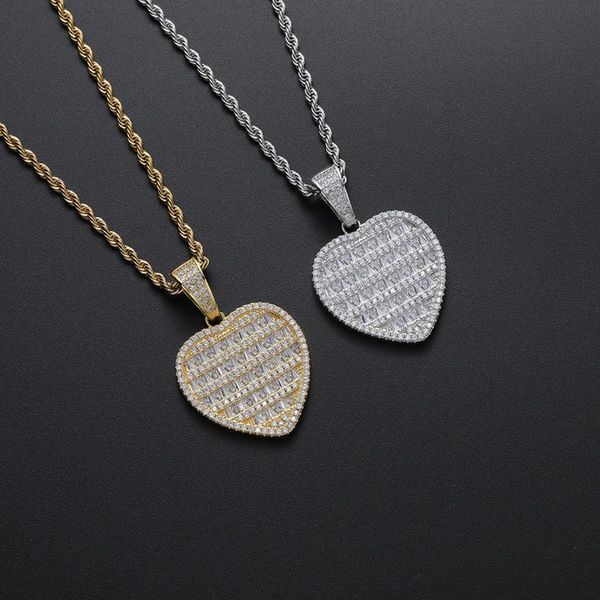 pendant necklaces hip hop micro paved cubic zirconia bling iced out heart pendants for men rapper jewelry, Silver 
pendant necklaces hip hop micro paved cubic zirconia bling iced out heart pendants for men rapper jewelry, Silver