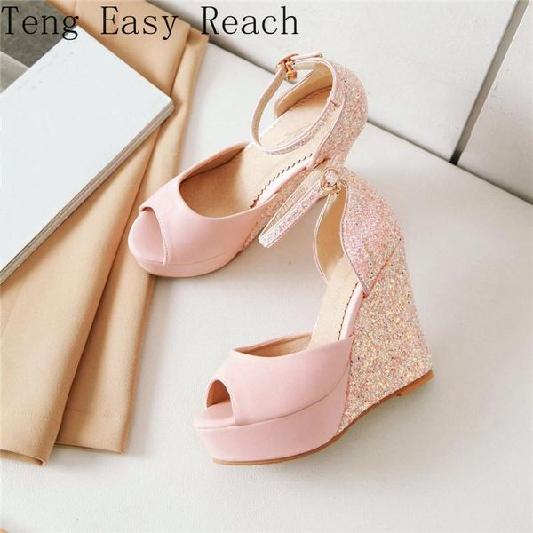 sandals fashion wedge bling pink glitter shoes peep toe platform super high heels wedges wedding party sandal summer 43, Black
sandals fashion wedge bling pink glitter shoes peep toe platform super high heels wedges wedding party sandal summer 43, Black