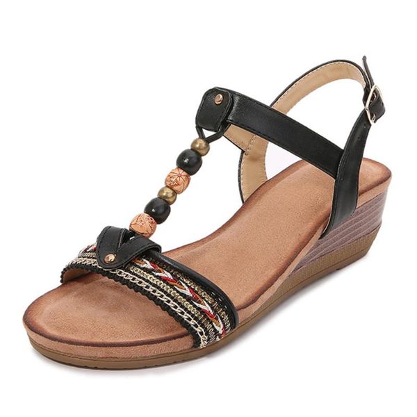 sandals women's summer bohemia string bead wedge shoes crystal gladiator rome woman beach casual elastic band female 2021 c185, Black
sandals women's summer bohemia string bead wedge shoes crystal gladiator rome woman beach casual elastic band female 2021 c185, Black