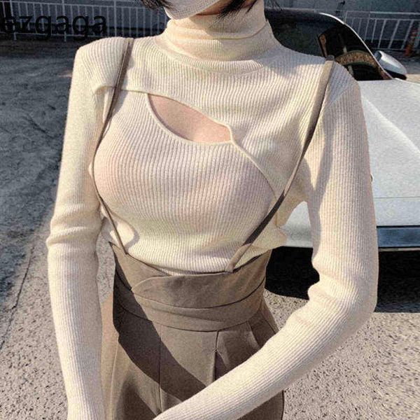 ezgaga elegant knitted sweater women turtleneck hollow out patchwork slim stretch korean chic autumn winter base pullover jumper, Black
ezgaga elegant knitted sweater women turtleneck hollow out patchwork slim stretch korean chic autumn winter base pullover jumper, Black